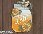 DIY KIT | Handmade Fall Mason Jar  Welcome Sign | 11"  or 15" | Door Hanger | Multiple Designs  | CUTOUT Kit 