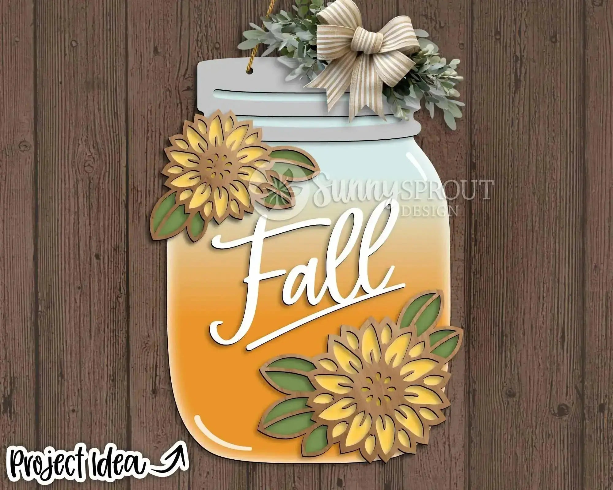 DIY KIT | Handmade Fall Mason Jar  Welcome Sign | 11"  or 15" | Door Hanger | Multiple Designs  | CUTOUT Kit 