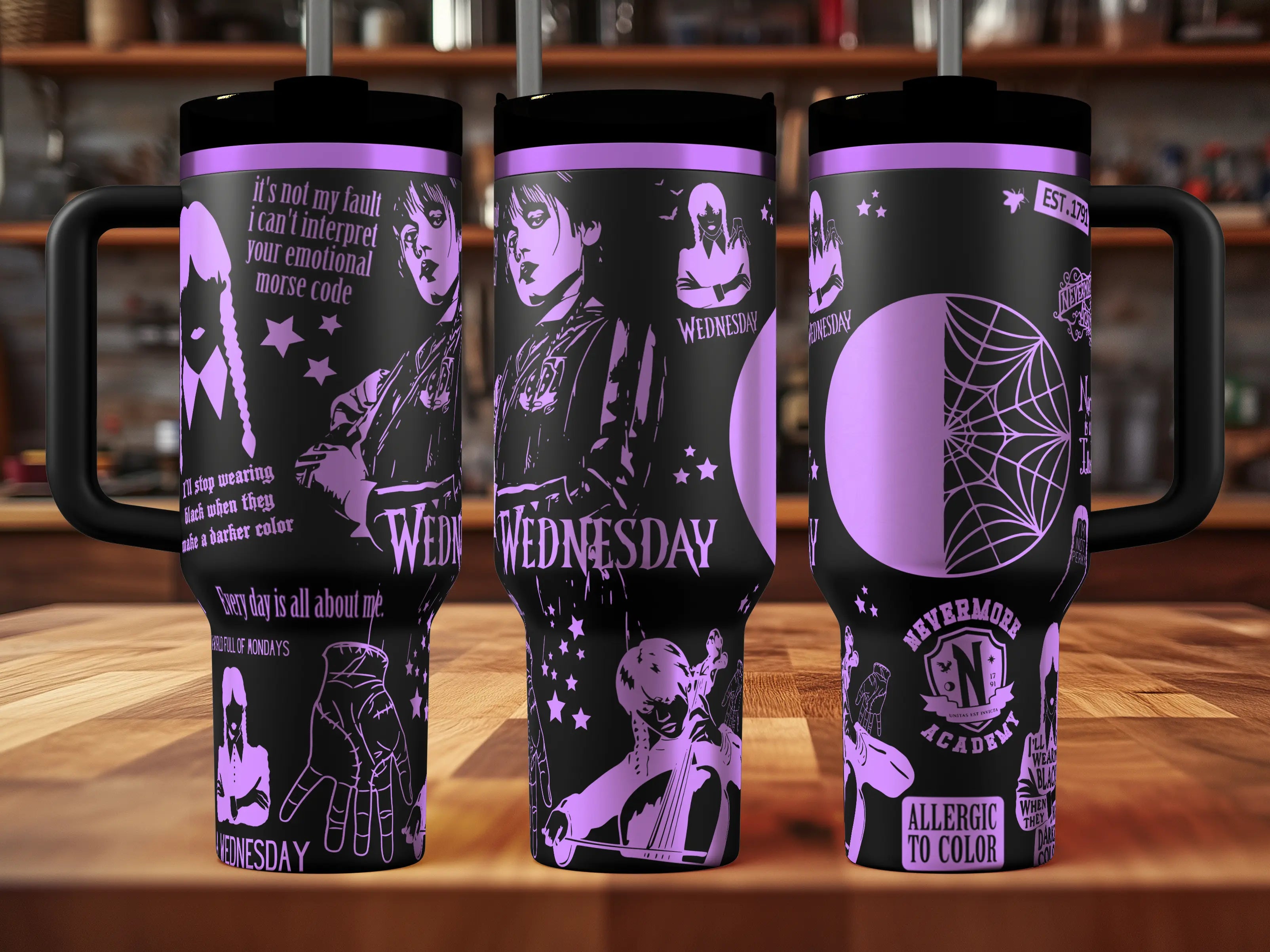 Wednesday Addams Tumbler | 40oz, 30oz, Stanleys, 20oz, 16oz, 14oz, 10oz 