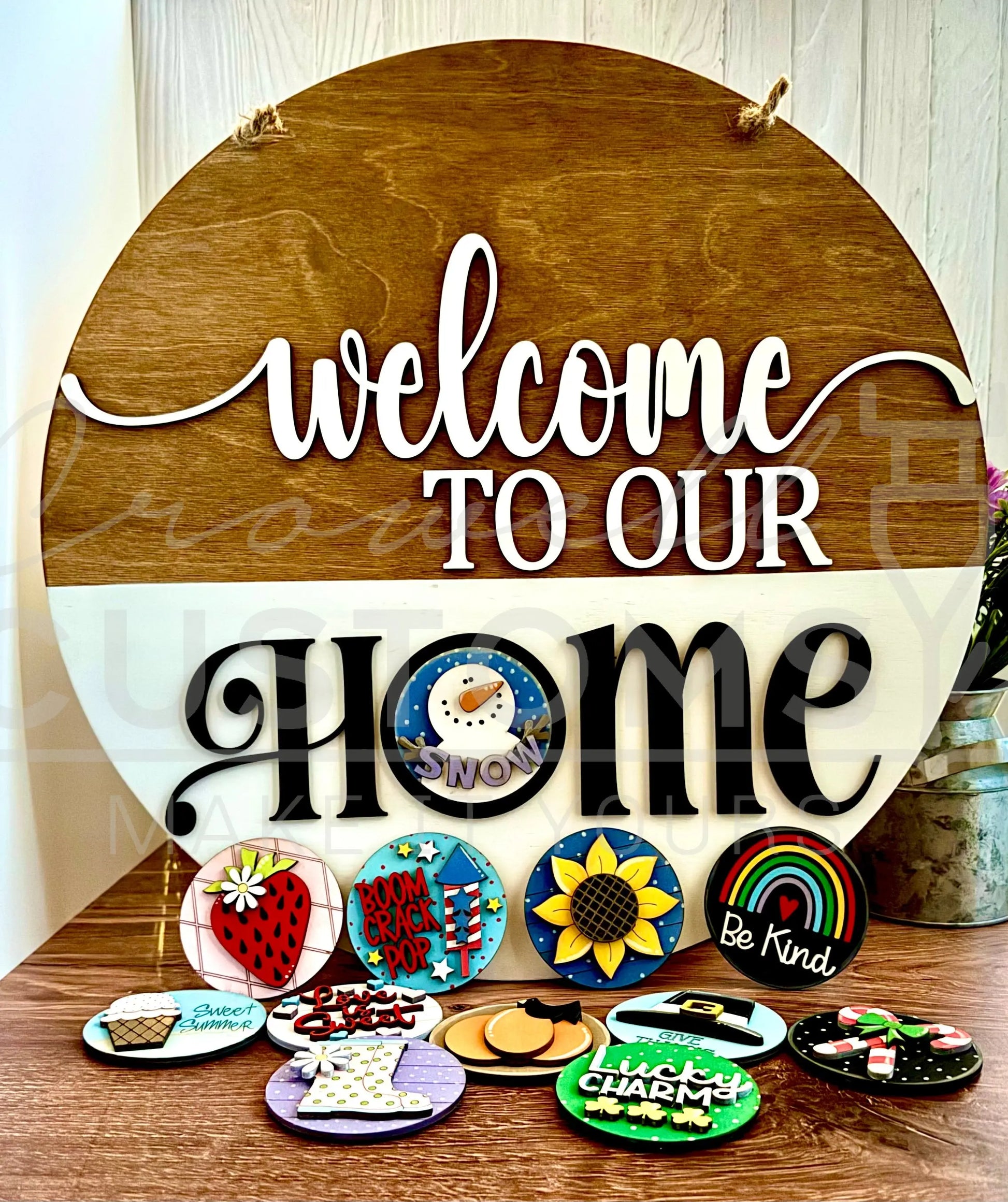 Welcome Sign Door Hanger 18" With Interchangeable Signs 