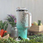 Western Boho White/Teal to Black Tumbler 40 oz 