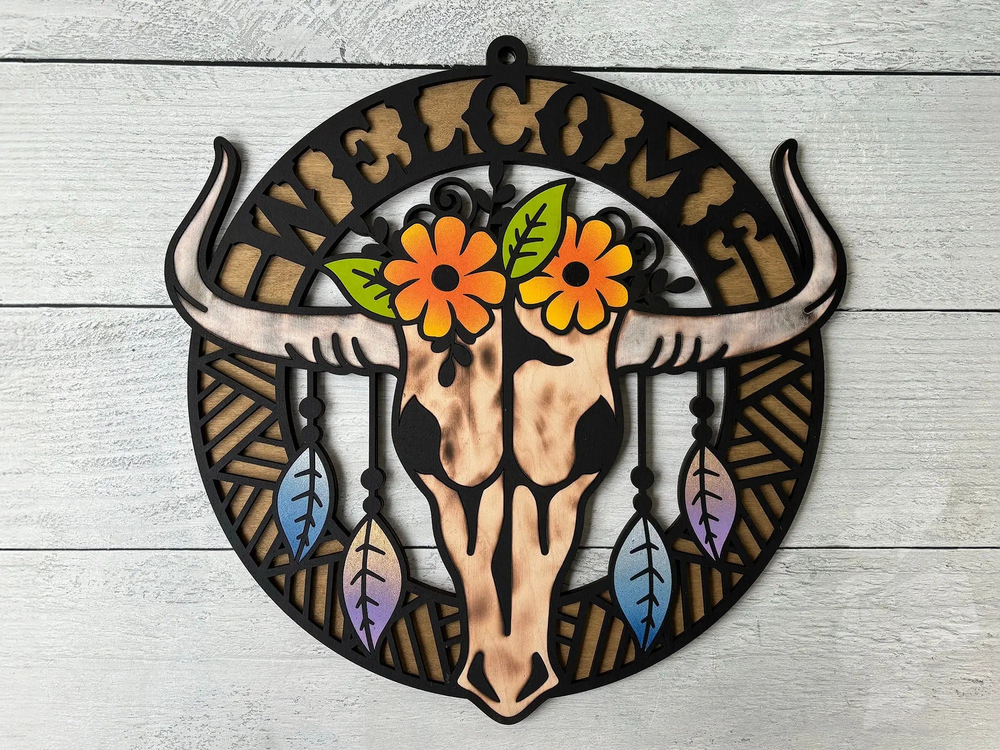 Western Longhorn Door Hangers – Handcrafted Boho Chic Decor 
