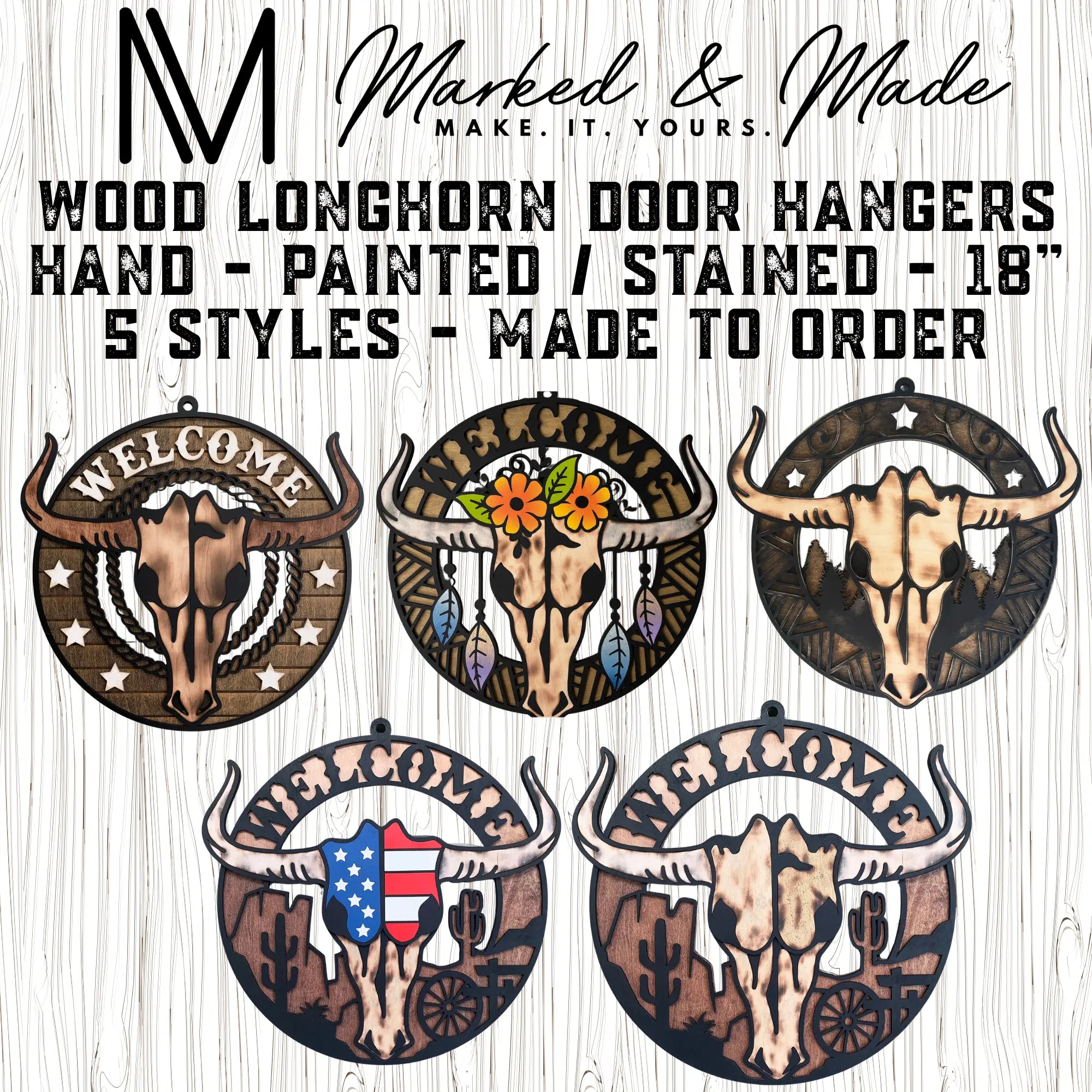 Western Longhorn Door Hangers – Handcrafted Boho Chic Decor 