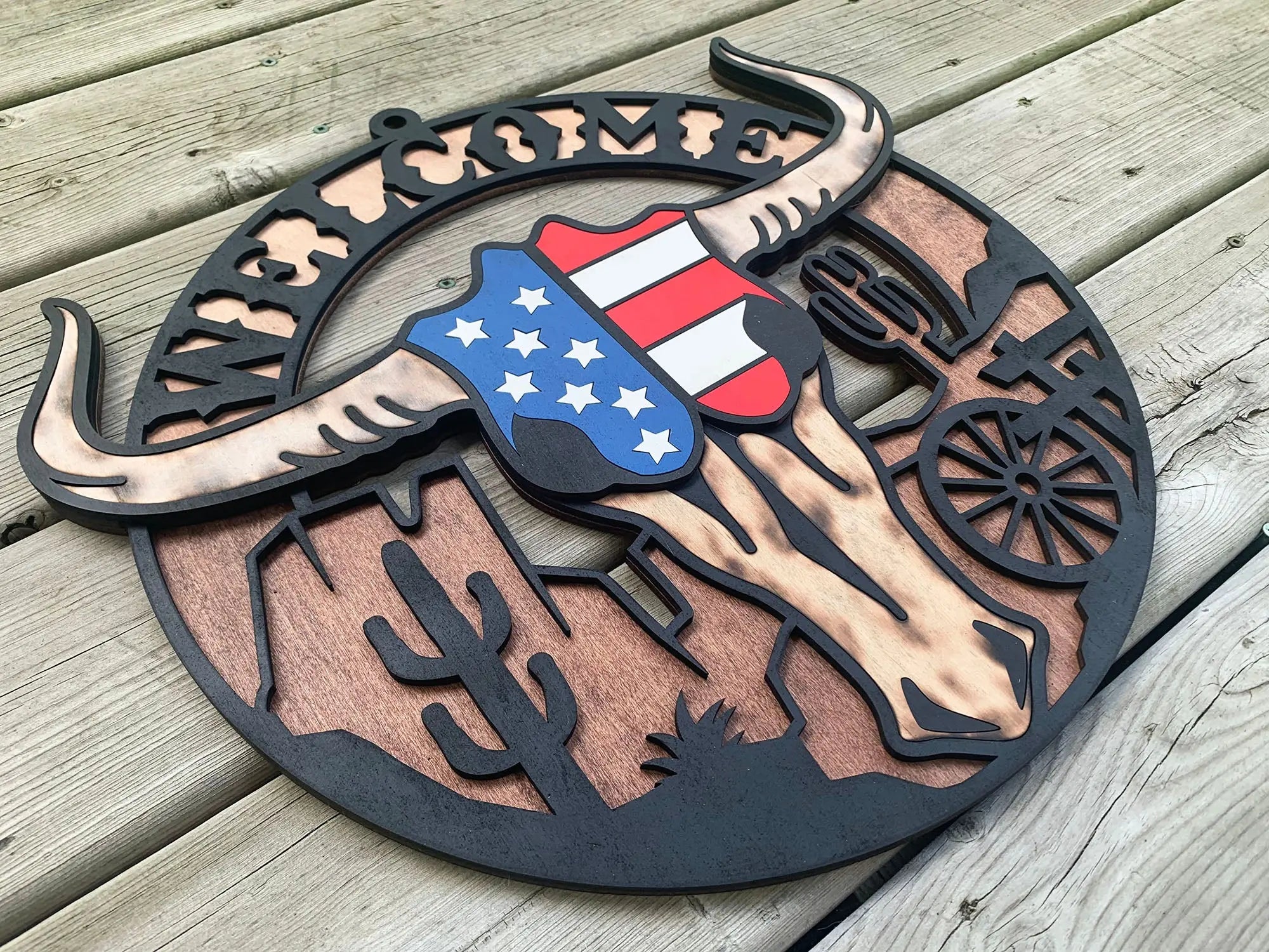 Western Longhorn Door Hangers – Handcrafted Boho Chic Decor 