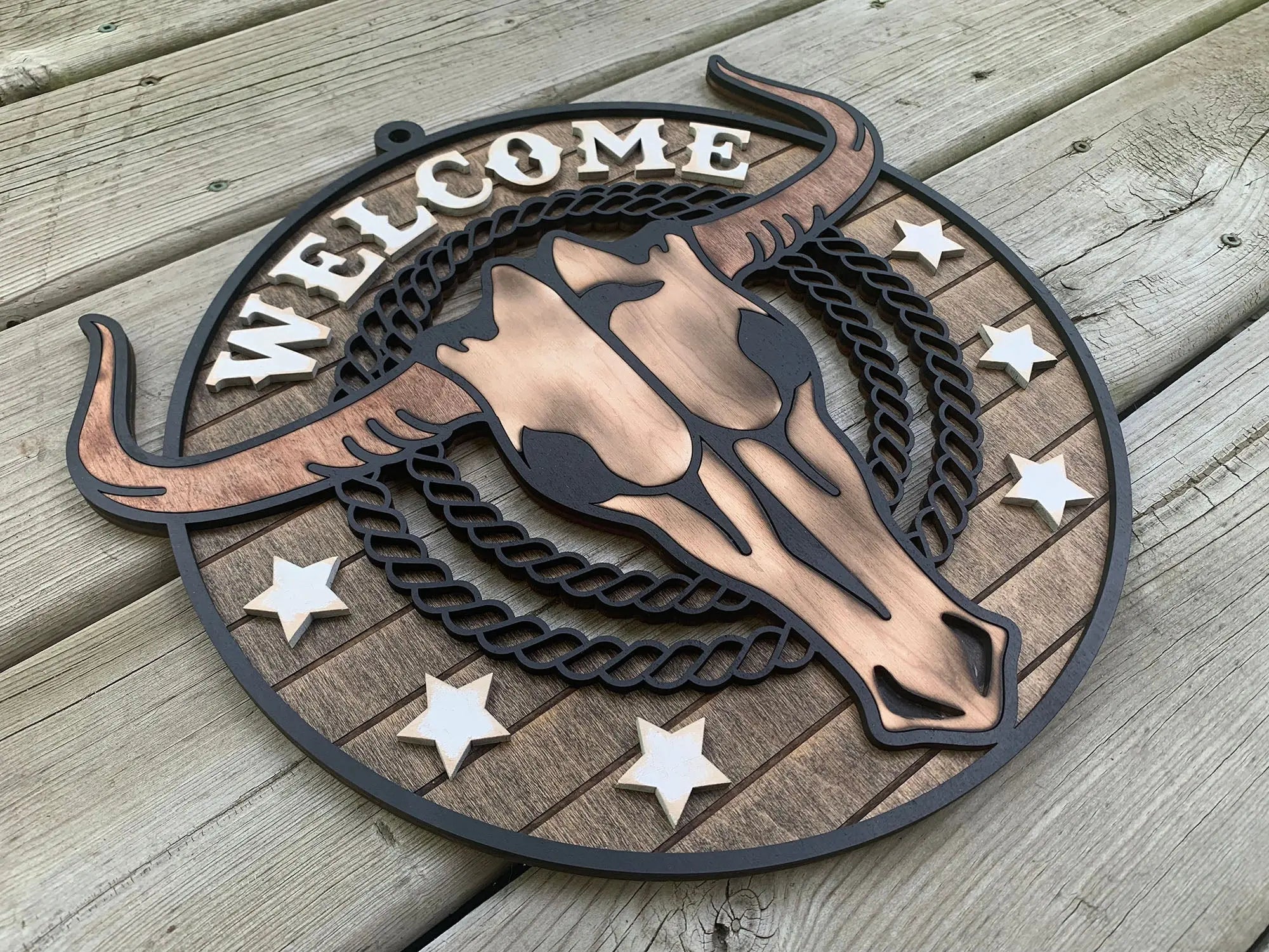 Western Longhorn Door Hangers – Handcrafted Boho Chic Decor 