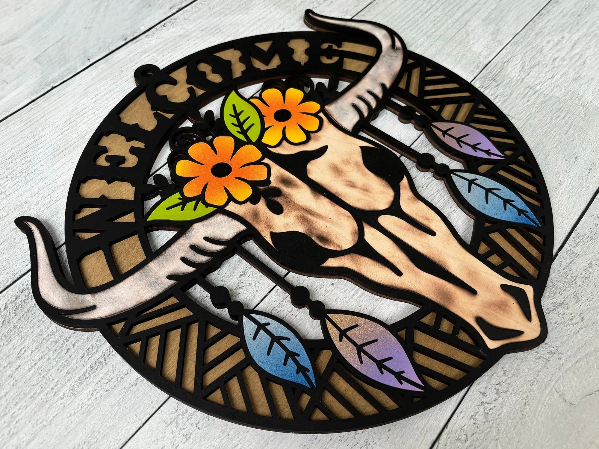 Western Longhorn Door Hangers – Handcrafted Boho Chic Decor 