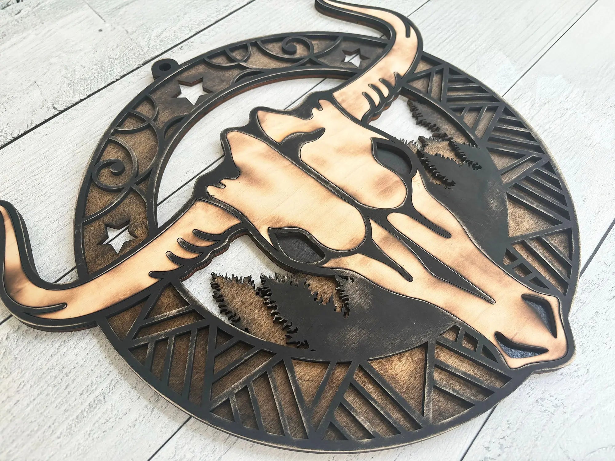 Western Longhorn Door Hangers – Handcrafted Boho Chic Decor 