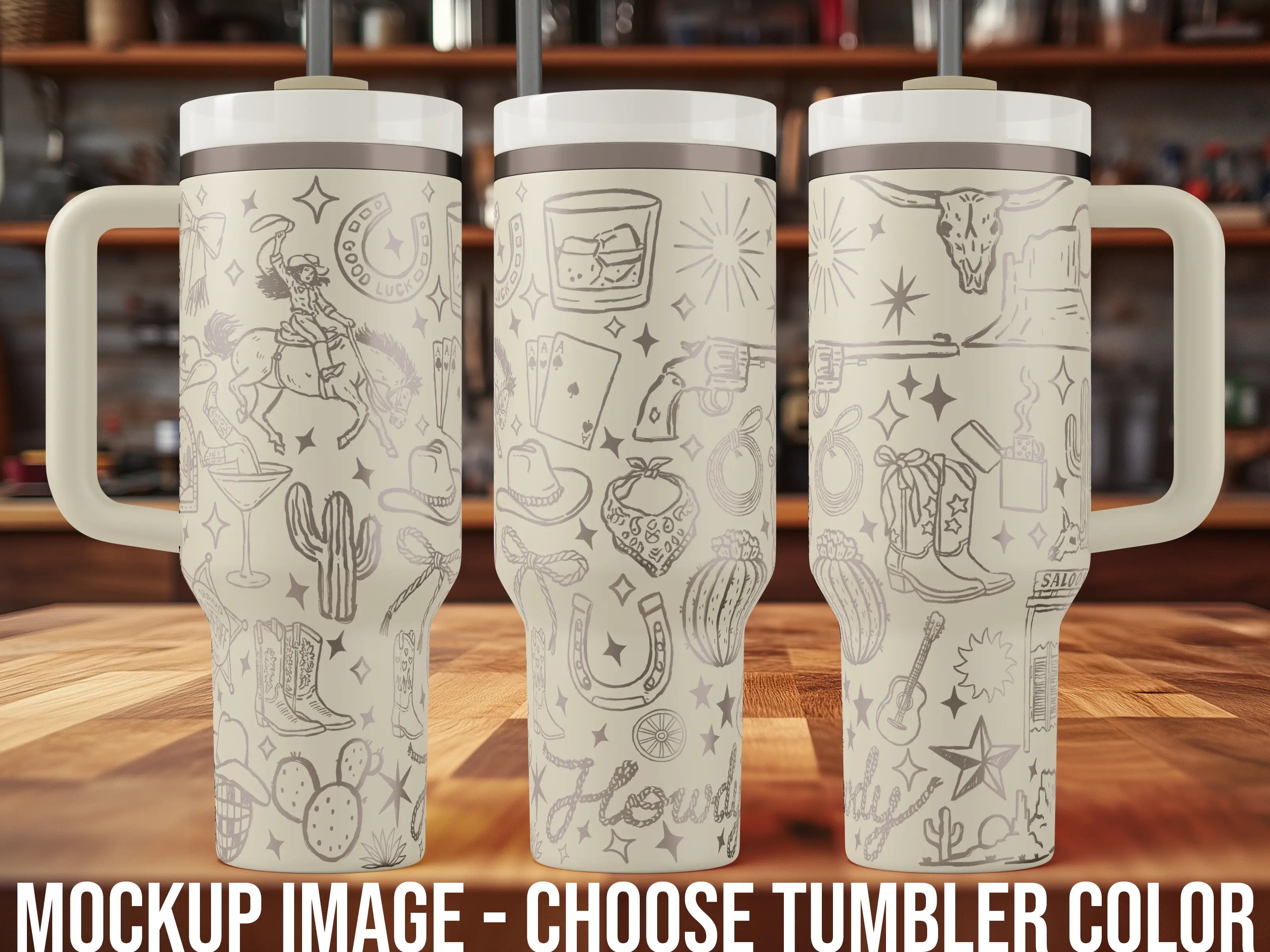 Western Sketch Tumbler | 40oz, 30oz, Stanleys, 20oz, 16oz, 14oz, 10oz 