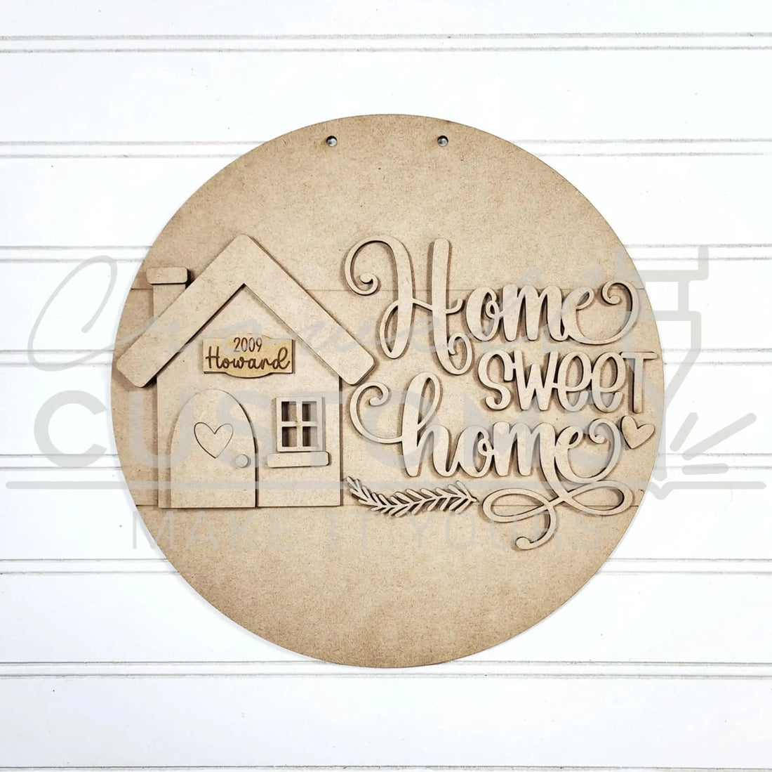 Wood Cutout DIY Kit | Home Sweet Home Door Round Sign | Last Name Sign | 18" or 10.5" | Welcome Sign | Door Hanger | Custom | Wood Sign (Copy) 