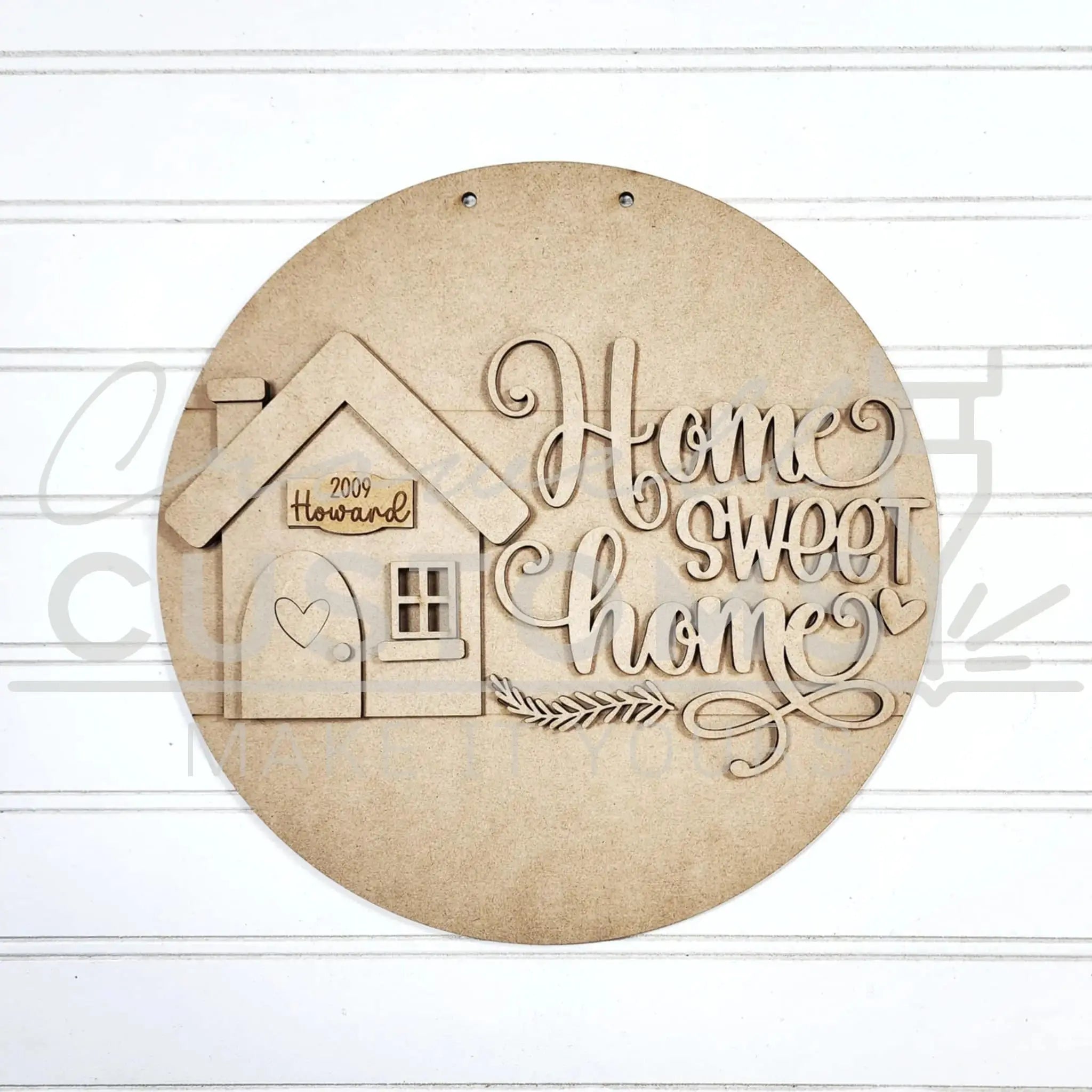 Wood Cutout DIY Kit | Home Sweet Home Door Round Sign | Last Name Sign | 18" or 10.5" | Welcome Sign | Door Hanger | Custom | Wood Sign (Copy) 