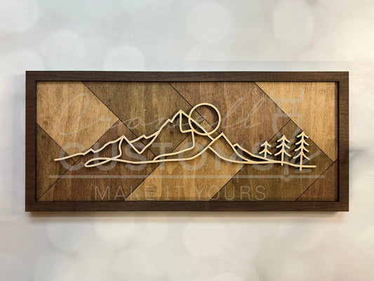 Wood Line Art Wall Decor 