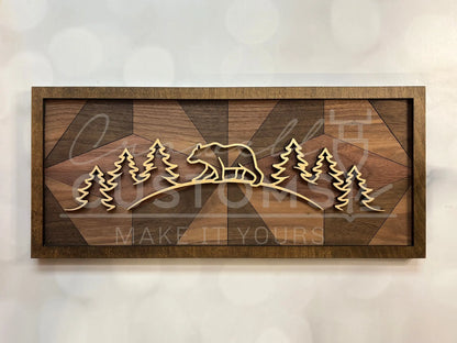 Wood Line Art Wall Decor 