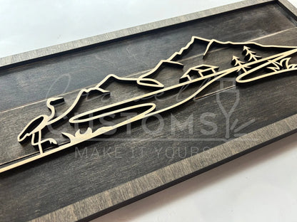 Wood Line Art Wall Decor 