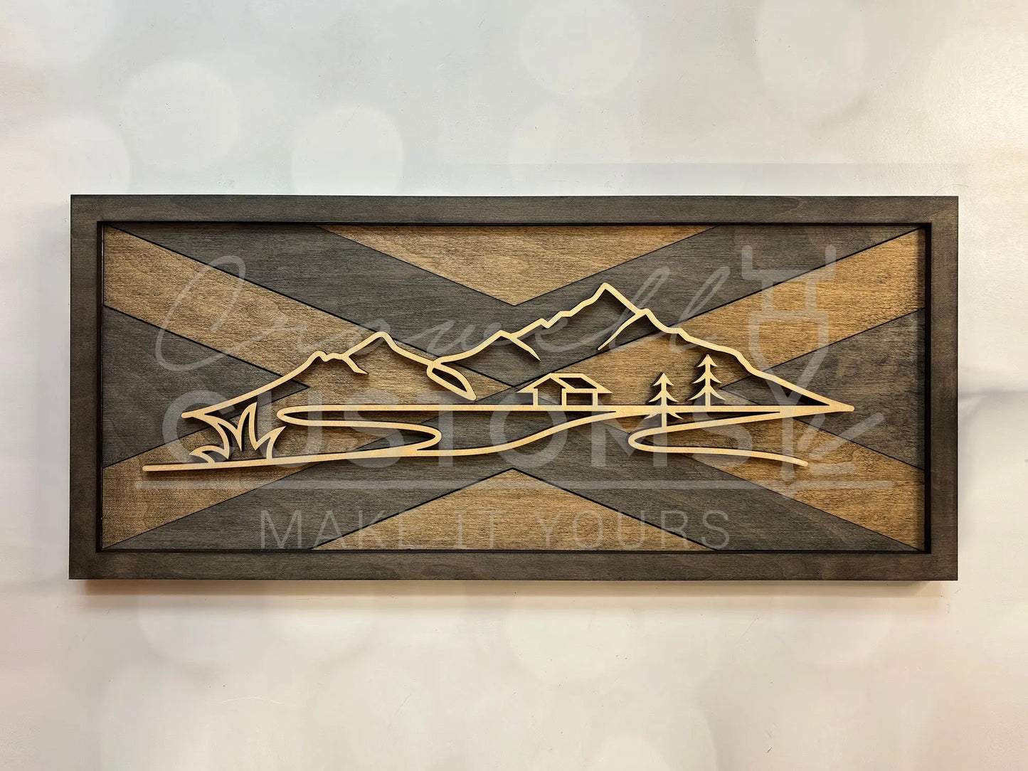 Wood Line Art Wall Decor 