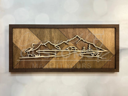 Wood Line Art Wall Decor 