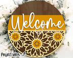 Handmade Sunflower Welcome Sign | 10.5 or 18" | Door Hanger | Multiple Designs 