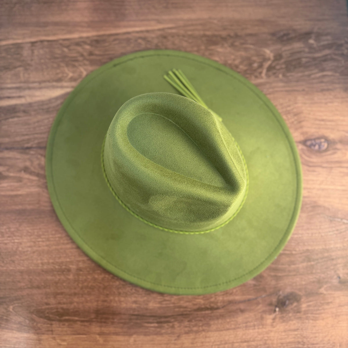 Avocado vegan suede flat brim cowboy hat