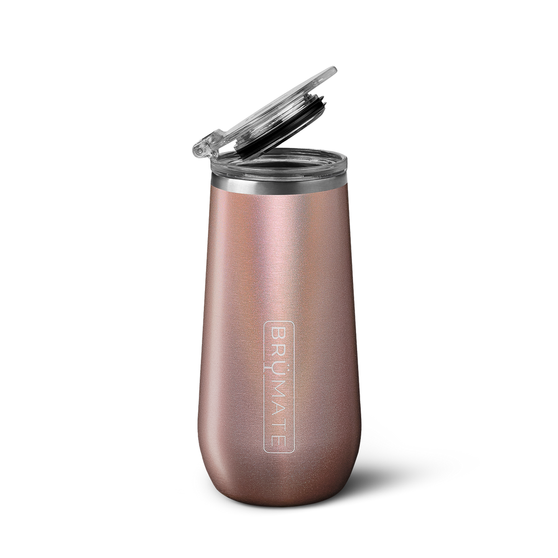 BrüMate 12oz Champagne Flute - Glitter Rose Gold 