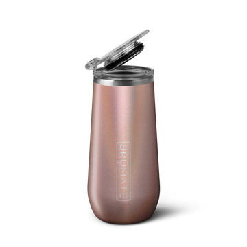 BrüMate 12oz Champagne Flute - Glitter Rose Gold 