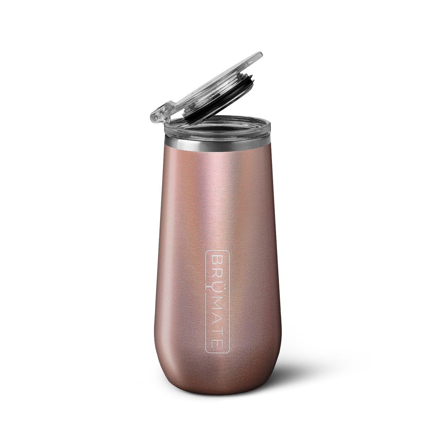 BrüMate 12oz Champagne Flute - Glitter Rose Gold 