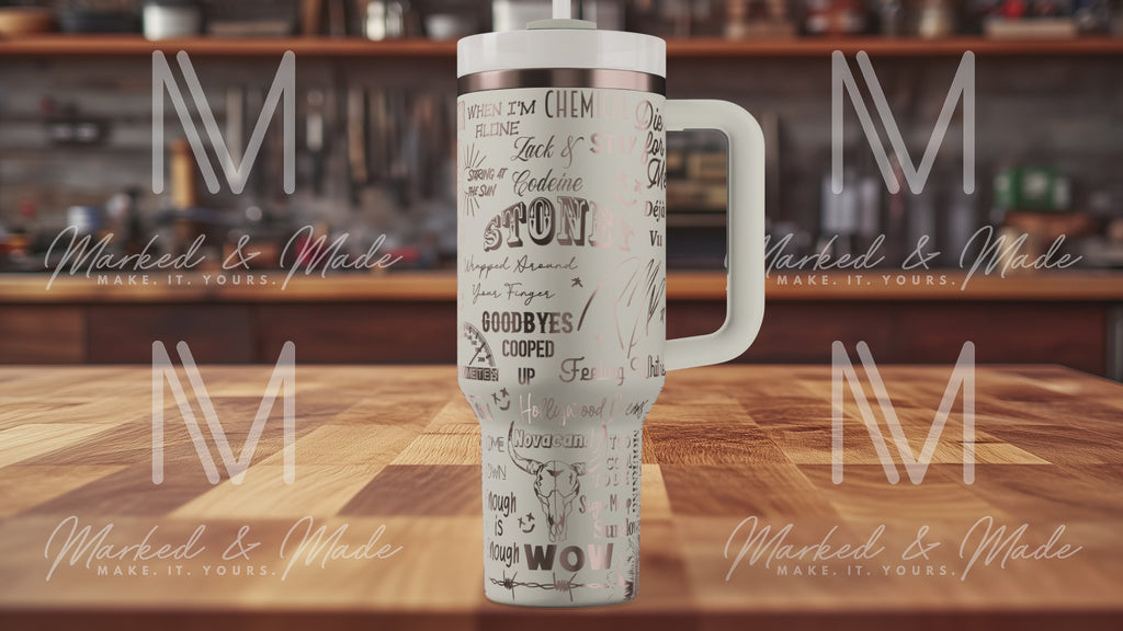 Post Malone Engraved Tumbler  | 40oz, 30oz, Stanleys, 20oz, 16oz, 14oz, 10oz