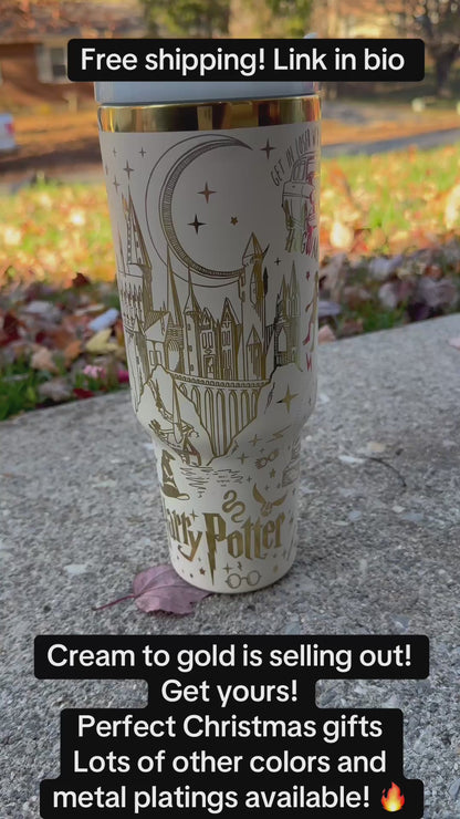 Harry Potter Hogwarts Theme Quencher Tumbler (30oz, 40oz, + Stanleys)