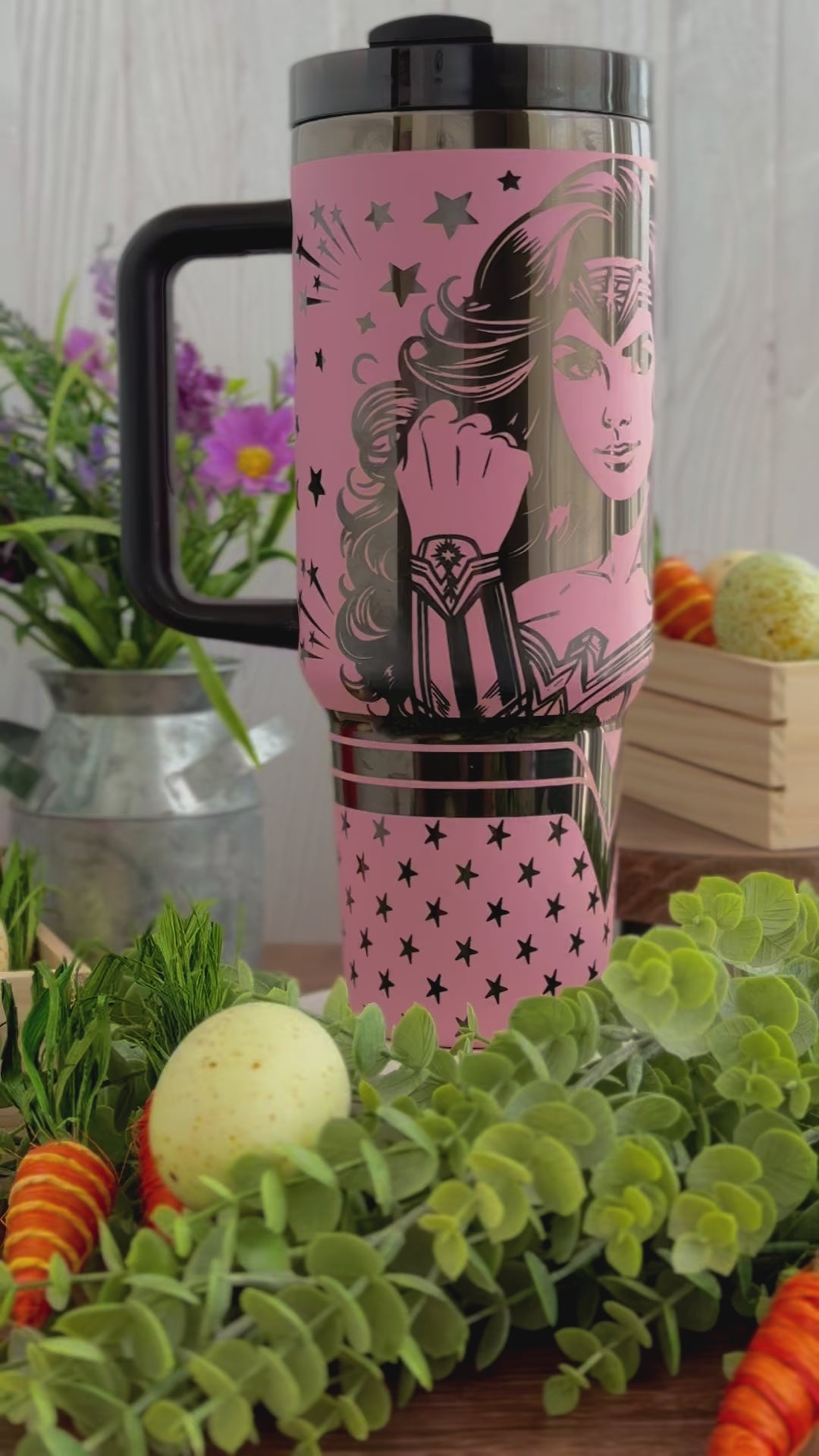 Wonder Woman Tumbler Pink to Black 40oz
