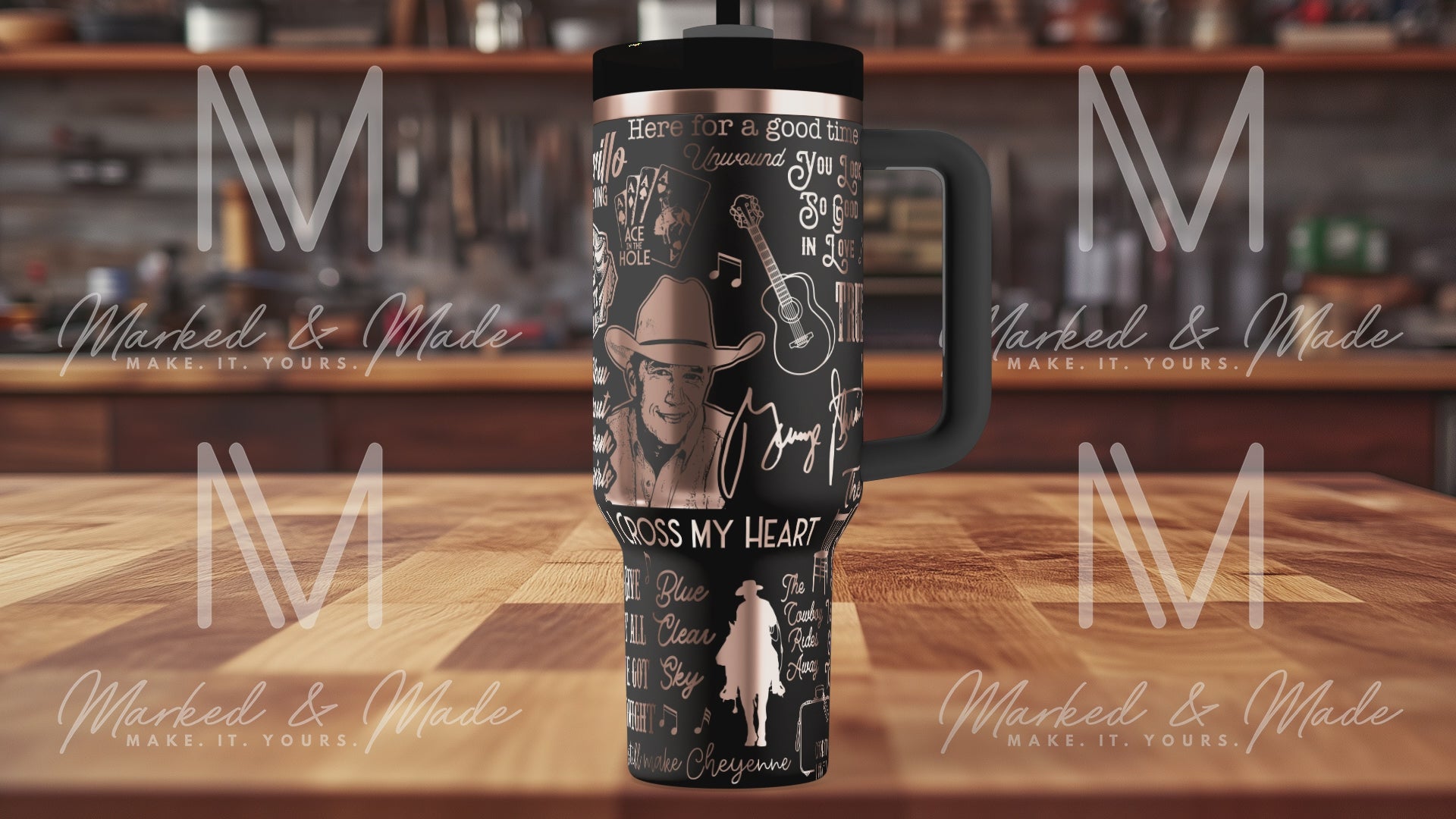 George Strait King of Country Engraved Tumbler  | 40oz, 30oz, Stanleys, 20oz, 16oz, 14oz, 10oz