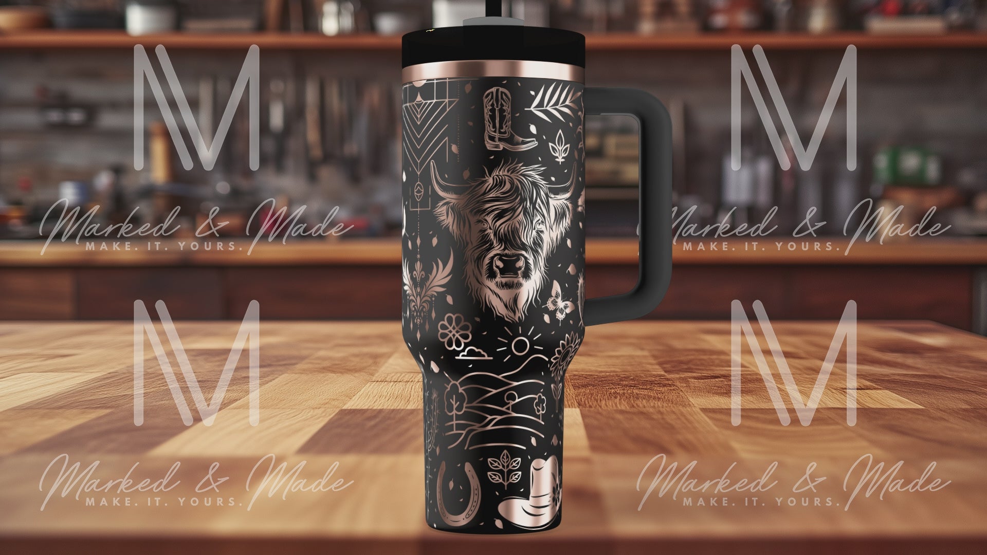 Highland Cow Western Engraved Tumbler | Genuine Stanley