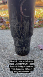 Harry Potter Hogwarts Theme Engraved Tumbler  | 40oz, 30oz, Stanleys, 20oz, 16oz, 14oz, 10oz