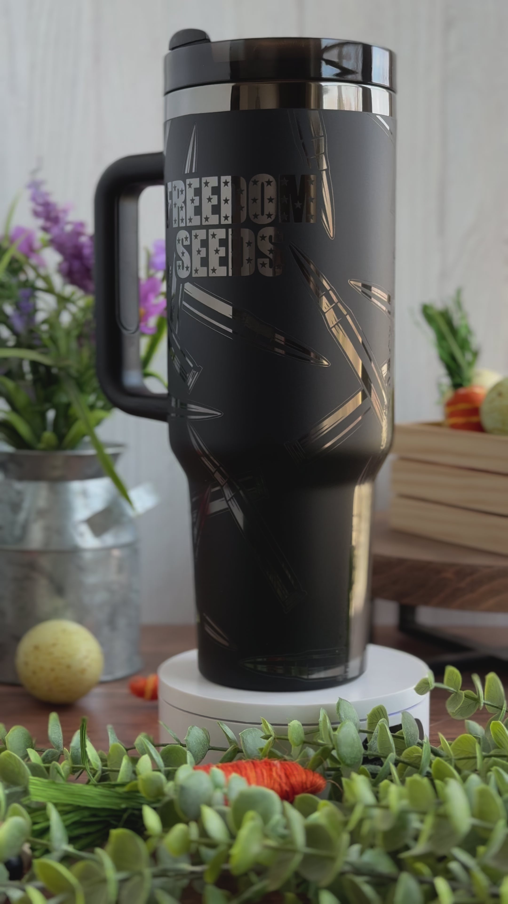 Freedom Seeds | America | Large Caliber Bullet | USA - Engraved Tumbler | Genuine Stanley