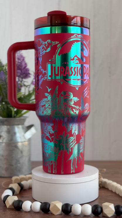 Jurassic Park Red/Blue/Green Tumbler