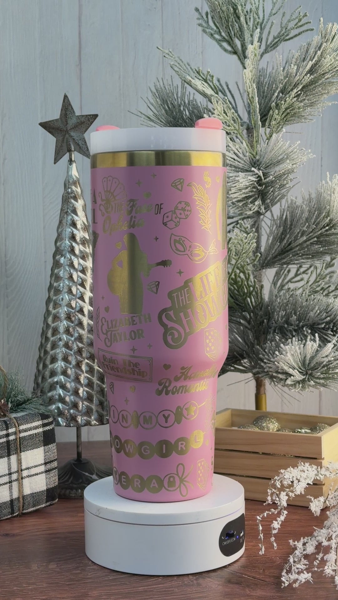 Taylor Swift - SHOWGIRL - Engraved Tumbler Light Pink to Gold 40oz